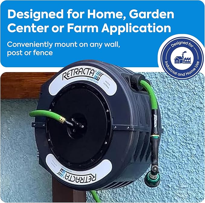 Macnaught Retractable Garden Hose Reel, 60 Ft Water Hose Reel Heavy Duty - Image 4