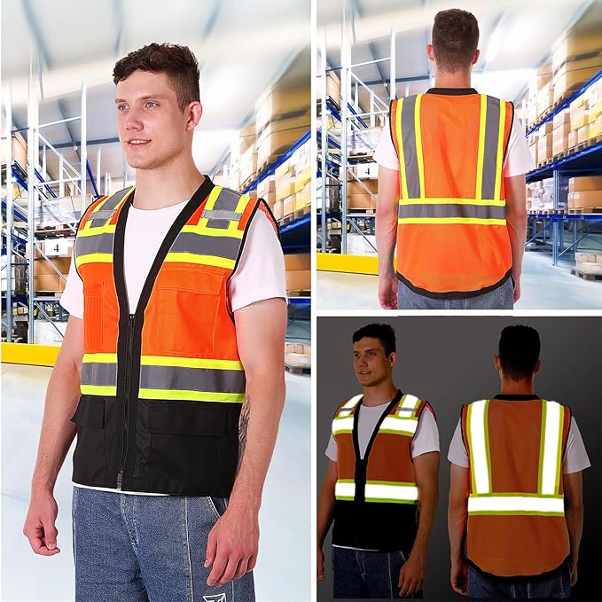 ProtectX 6 Pockets High Visibility Safety Vest - Image 3