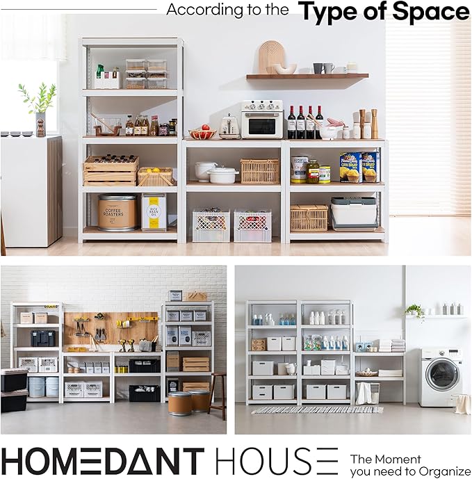 HOMEDANT House 5 Tier Laminated Metal Shelving Unit Adjustable Storage Utility - Image 9