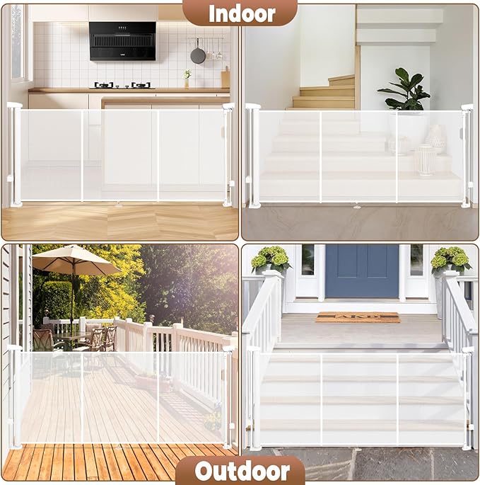 81" Retractable Baby Gate Extra Wide, Mesh Gate Long Child Gate Pet Gate - Image 7