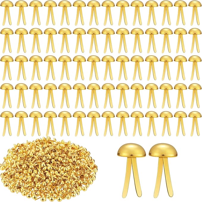ADULLPONY 600Pcs Gold Brads, Paper Fasteners, 8x17.5mm Mini Brads, Split Pins by ADULLPONY