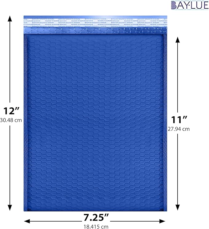 Royal Blue 7.25x12 Inch Poly Bubble Mailers #1 | Self Seal Padded Envelopes | - Image 2