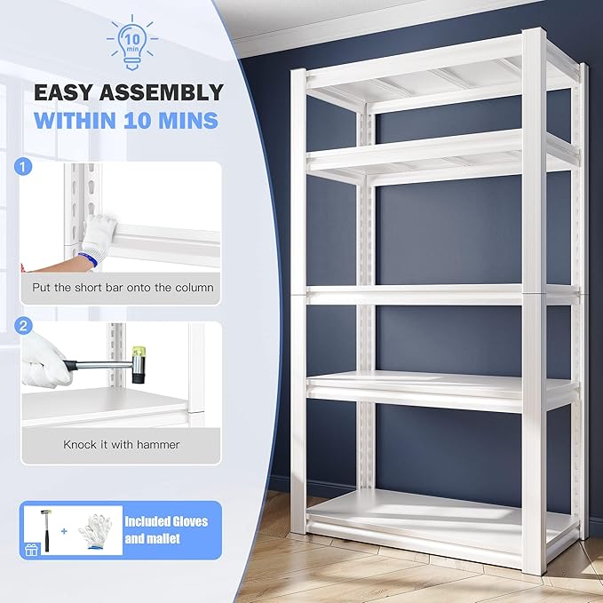 Raybee 72''H Garage Shelving Heavy Duty Storage Shelves Load 2010LBS Adjustable - Image 7