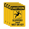 Slippery When Wet Or ICY Sign, Caution Sign, 4 Pack, UV Protected, Waterproof by TR