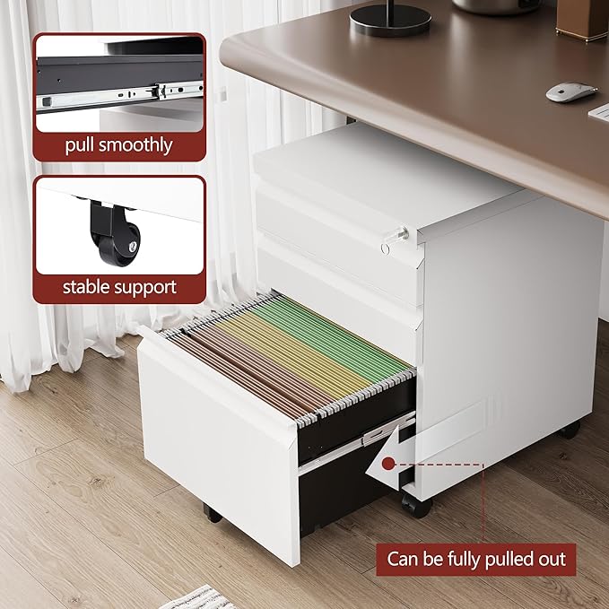 3 Drawer File Cabinet，Mobile Filing Cabinet - Image 6