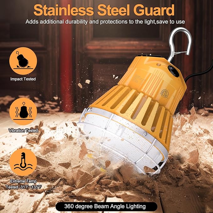 Construction Lights with 100W/80W/60W Adjustable, Linkable LED Temporary Work - Image 6