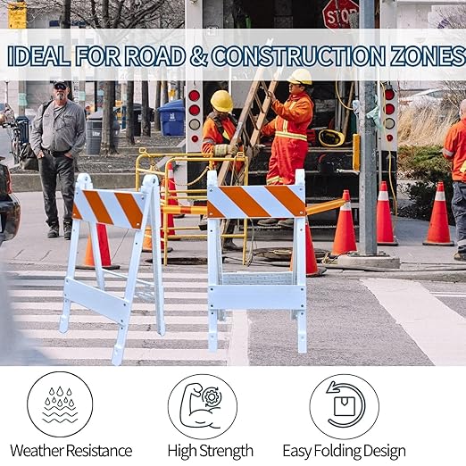 BESEA Folding Traffic Barricade, Heavy-Duty Plastic Construction - Image 4