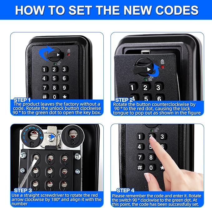 Key Lock Box, 12-Digit Code, Weatherproof Wall Mount, Large Capacity 5-8 Keys - Image 6
