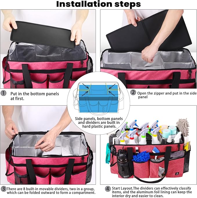 Extra large Cleaning Caddy Bag Built-in Sturdy Support Board, Cleaning Organizer - Image 7