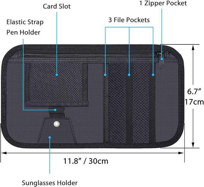 Car Sun Visor Organizer, Wisdompro Vehicle Interior Accessories Storage Pouch - Image 3