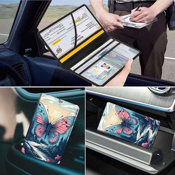 Car Registration and Insurance Holder, Leather Car Glove Box Organizer - Image 7