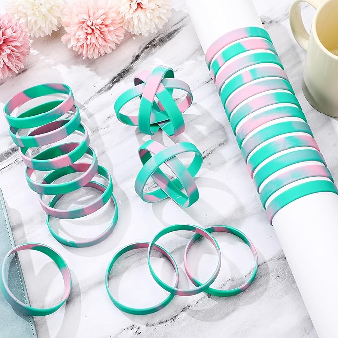 Liliful 100 Pcs Silicone Rubber Wristbands Rubber Wristband Bracelet Bands - Image 7
