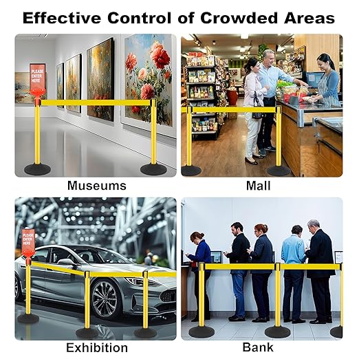 6 Pack Yellow Stanchions with Retractable Belts - Image 5