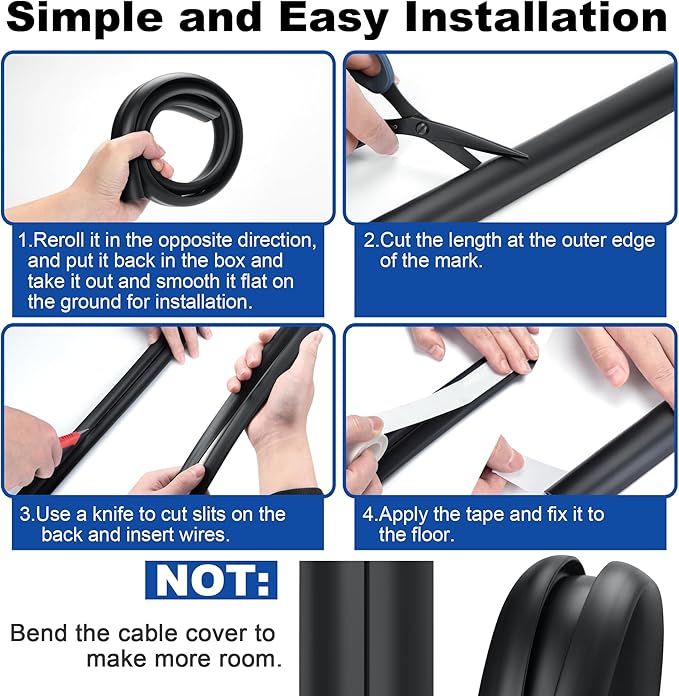 4ft Cord Hider Floor, Heavy Duty Cord Covers - Image 4