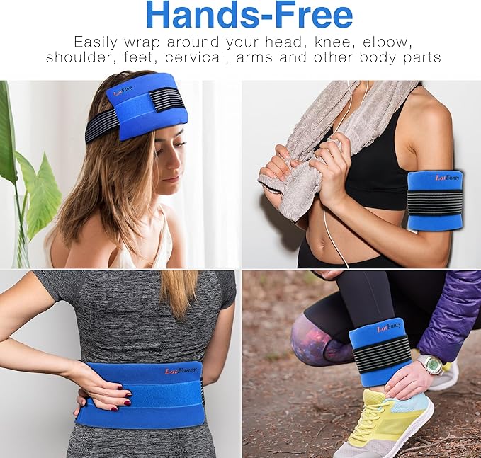 LotFancy Ice Packs for Injuries Reusable, 2 Gel Packs Wrap for Knee Head Neck - Image 6