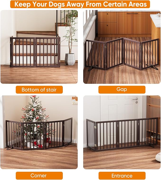 Freestanding Dog Gate Folding Brown Dog Gates - Image 5
