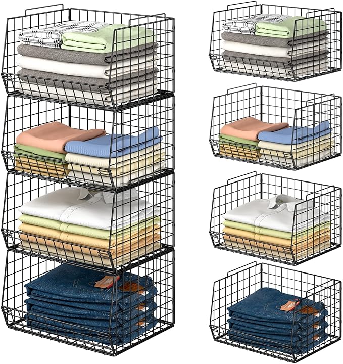 4-Tier Stackable Closet Organizers and Storage Shelves, Foldable Closet Shelf by Unknown