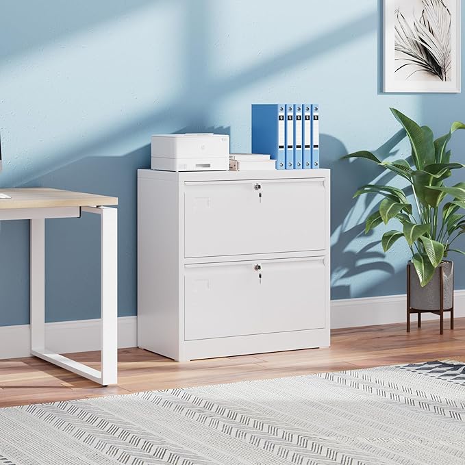 Aobabo 2 Drawer Lateral File Cabinet, Lockable Metal Filing Cabinet - Image 2