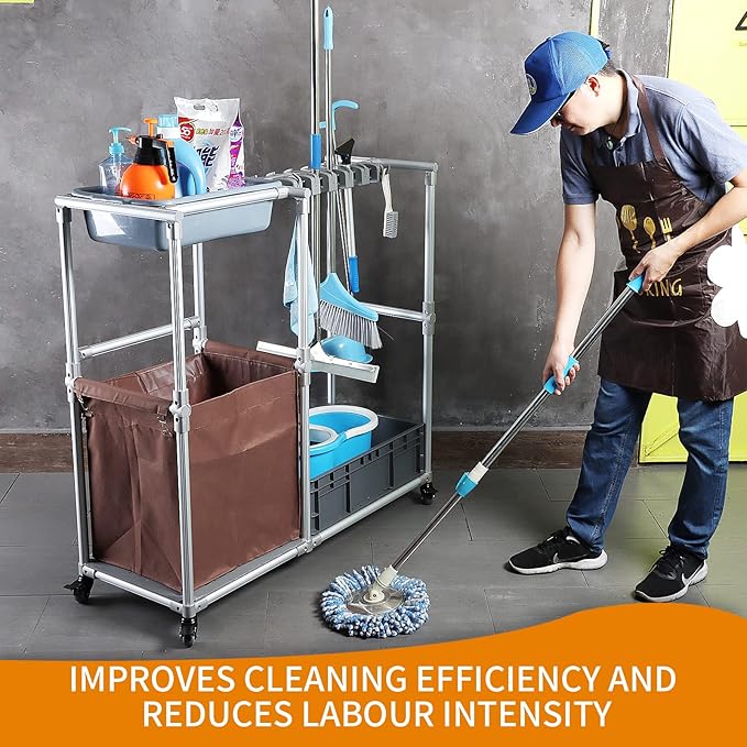 Janitorial cart Rolling Cleaning cart on Wheels - Image 3