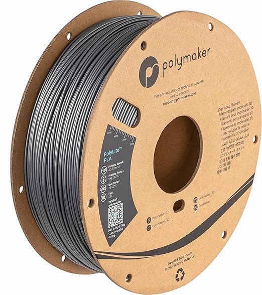 Polymaker PLA Filament, Steel Grey 3D Printing PLA Filament 1.75mm 1kg by Polymaker