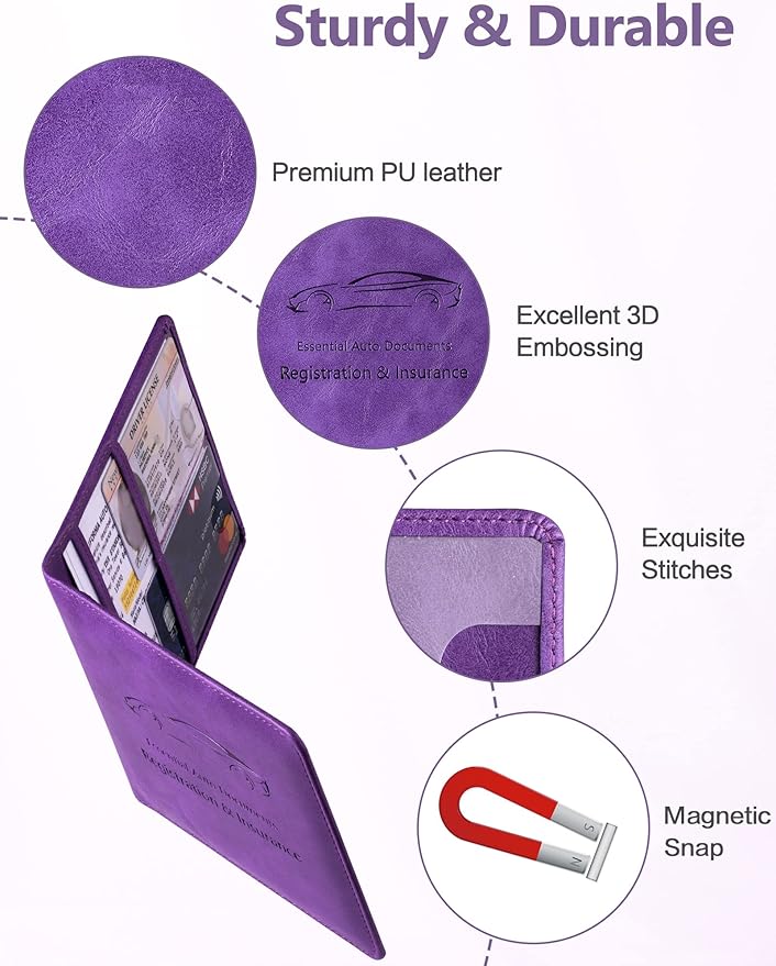 Mymazn Car Registration and Insurance Card Holder, PU Leather Insurance and - Image 4