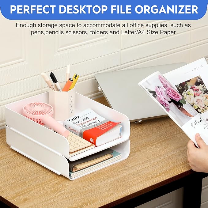Letter Tray, PET Letter Tray Desk Organizer, Stackable Document Organizer - Image 7