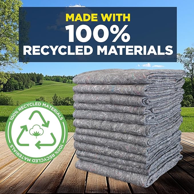 Padded XL Moving Blankets, 12 Pack, Heavy Duty, Eco-Friendly Pads - Image 6