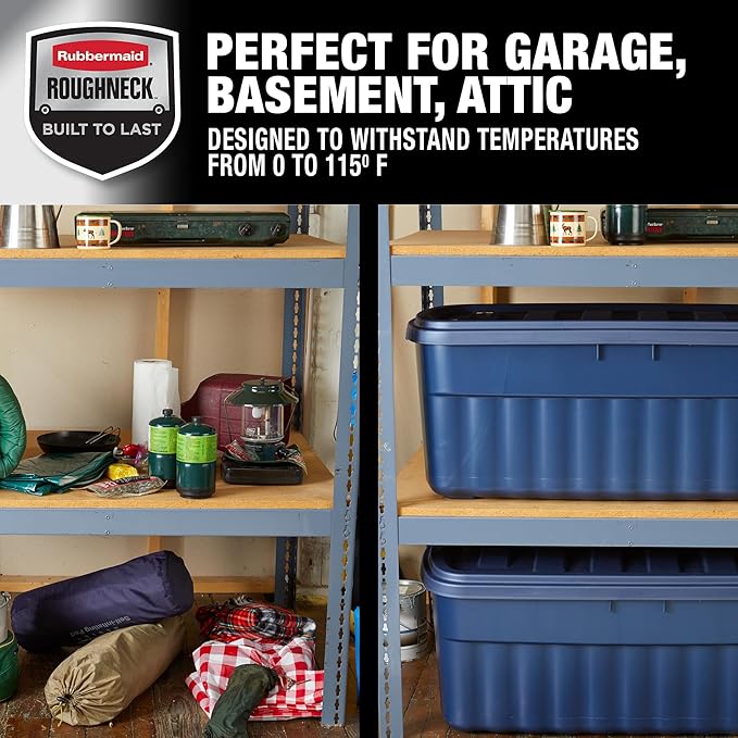 Rubbermaid Roughneck Tote 50 Gal, 2 Pack, Made in USA, Dark Indigo Metallic - Image 5