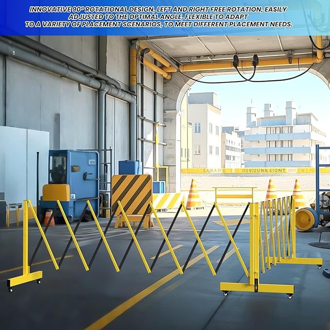 2 Set 16.8FT Industrial Metal Expandable Barricade，Retractable Traffic Fence - Image 3