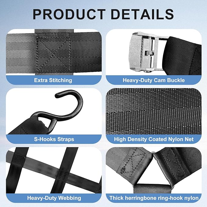 Cargo Net for Pickup Truck Bed, Heavy Duty 1100LBS Capacity, Adjustable Cam - Image 3