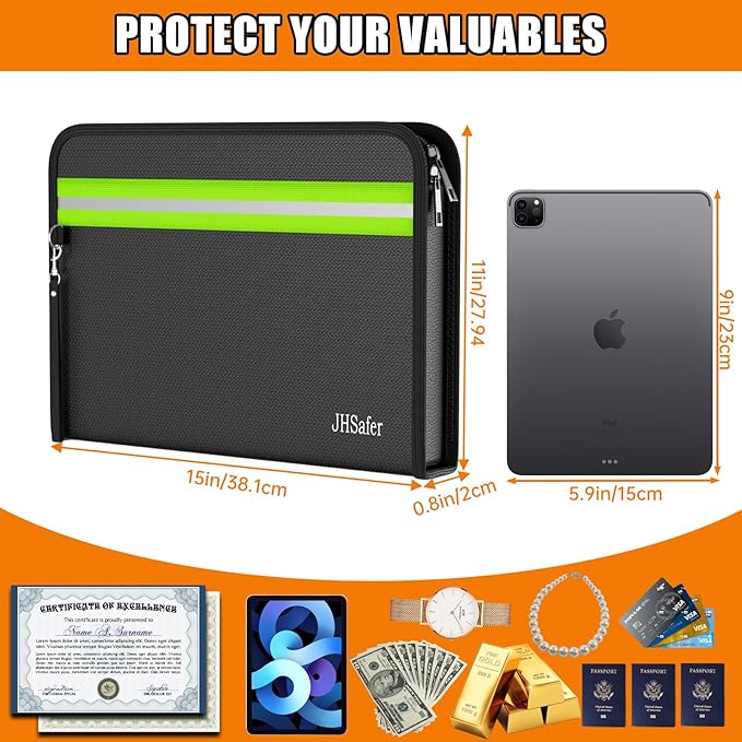 6400℉ Fireproof Document Bag, 15” X 11” Waterproof Fireproof Money Bag - Image 6