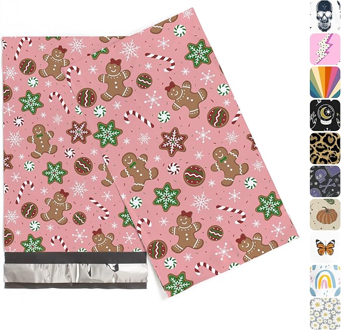 6x9 Poly Mailers – Christmas Holiday Design – Waterproof, Tear-Resistant by PackageMint