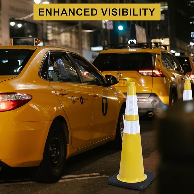 OrangeStar 8-Pack 36" Yellow Traffic Cones - Image 3
