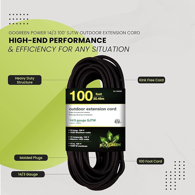 Go Green Power Inc. 14/3 SJTW Outdoor Extension Cord, 100 ft - Image 5