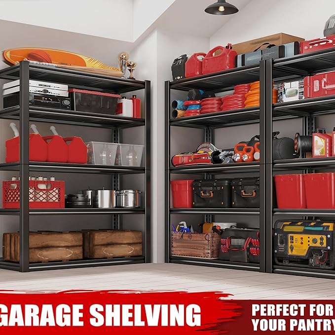 Raybee Storage Shelves, 5-Tier Adjustable Garage Shelves, 2000LBS Metal Shelving - Image 7