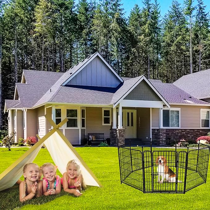 ADAVIN Dog Playpen with Low Threshold Door, 40 inch 4 Panels Total 8.9 Ft - Image 7