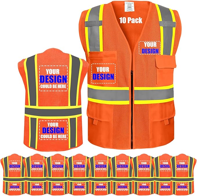 BeautyWill Custom Safety Vest Customized Logo Class 2 High Visibility by BeautyWill