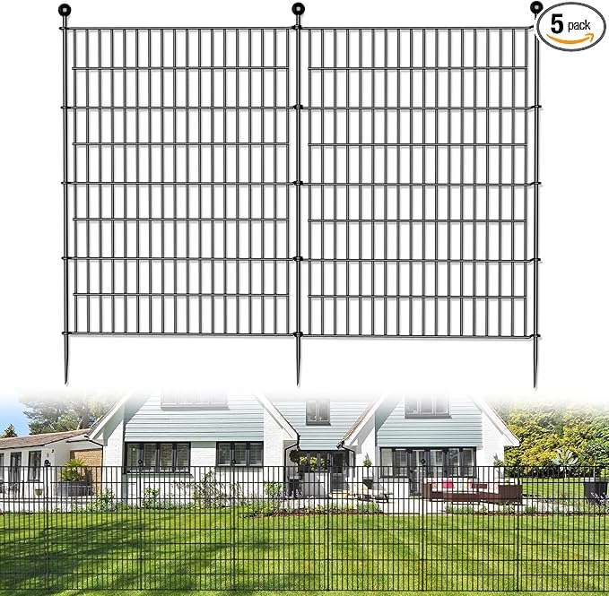5 Panels No Dig Decorative Outdoor Garden Fence by SecureSpacesCleanerPlaces