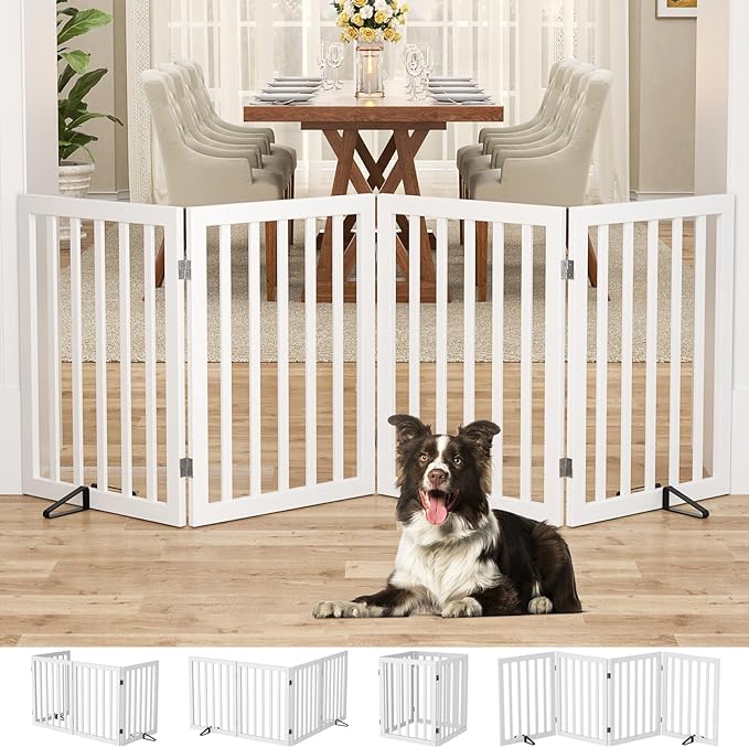 Homykic Bamboo Freestanding Dog Gate, No Assembly Pet Gate Indoor, 24”H x 75”W by Homykic