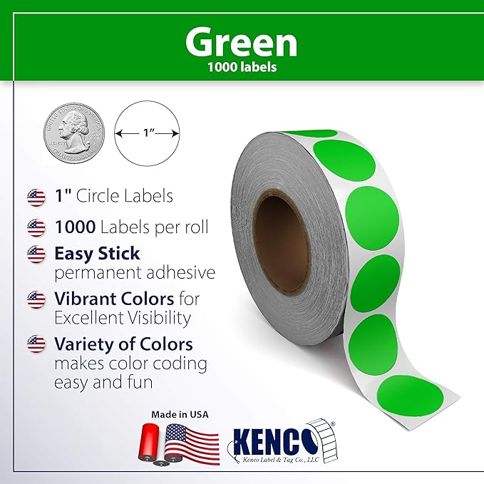 Kenco Color Coding Circle Dot Sticker Labels on a roll - Image 2
