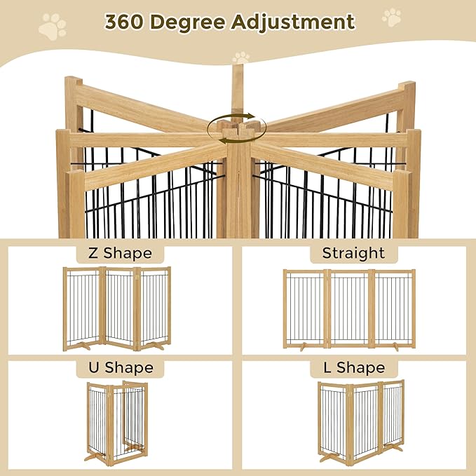Wire Dog Gate Solid Wood Frame, Anti-Chewing, Indoor Freestanding Pet Gate - Image 3