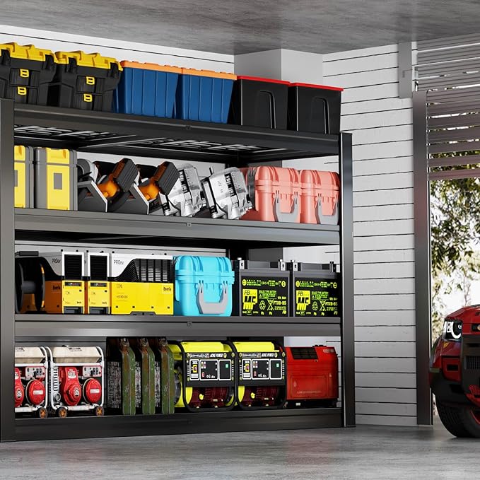 62" Wide Heavy Duty Garage Shelving Units, 4-Tier Deep Storage Shelves - Image 2