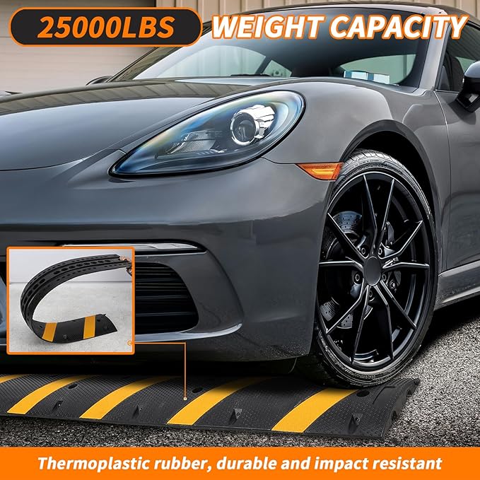 Heavy Duty Speed Bumps for Driveway, 6 ft 2 Pack Rubber Speed Bumps, 2 Channel - Image 4