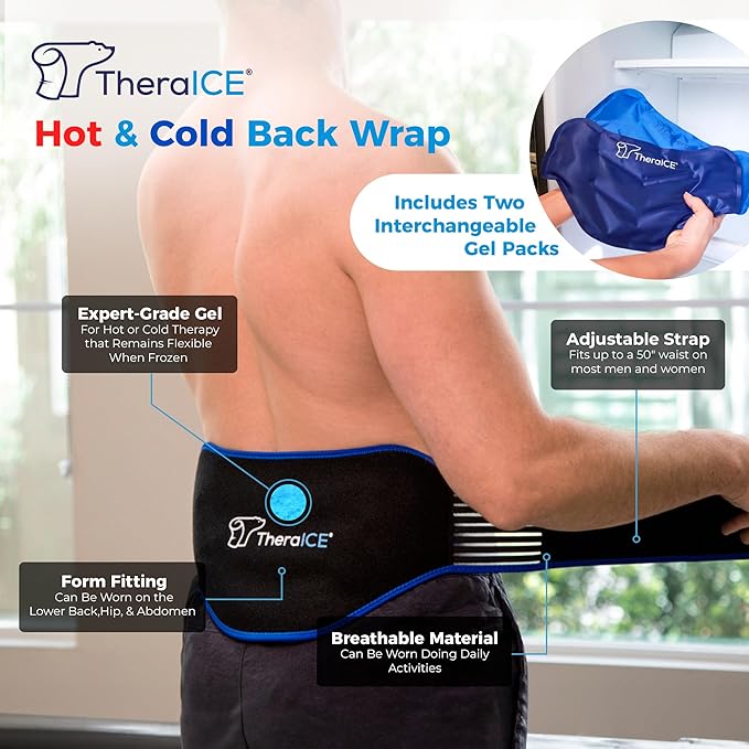 TheraICE Ice Pack for Back Brace for Lower Back Pain | 2 Hot or Cold Therapy - Image 2