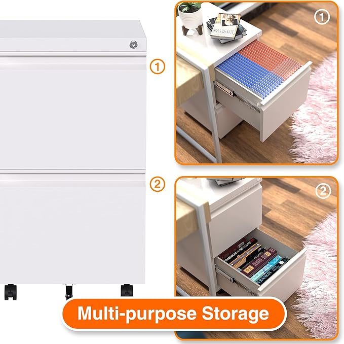 Aobabo 2 Drawer File Cabinet, Metal Filing Cabinet - Image 5