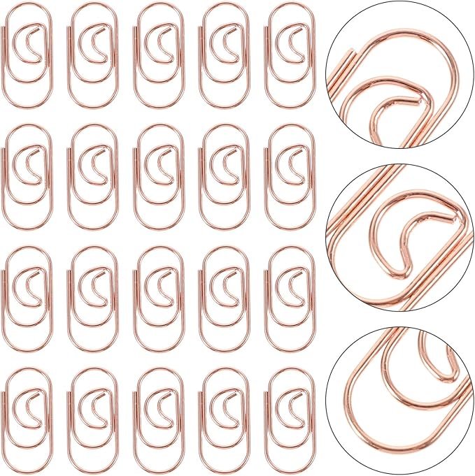 COHEALI 100Pcs Small Crescent Shaped Paper Clips Metal Decorative Clips Rose - Image 5