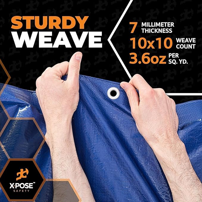 Heavy Blue & Brown Tarp 30' x 40'- Bulk Half Pallet Weatherproof, Wind & Sun - Image 5