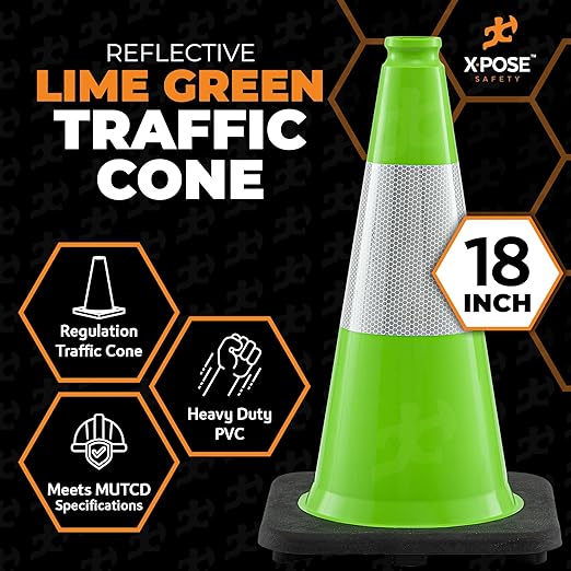Xpose Safety 18” Lime Green Traffic Cone - Image 3