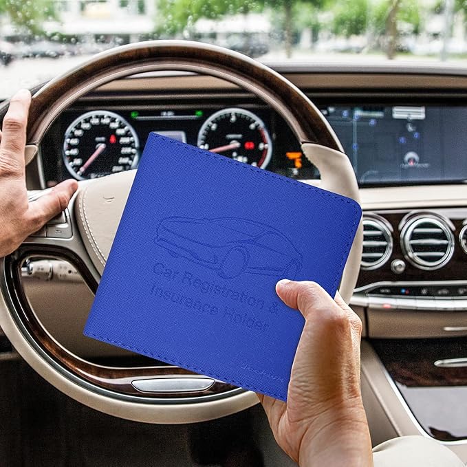 Car Insurance and Registration Holder, 5.5 x 5 Inch PU Leather Vehicle Glove - Image 6