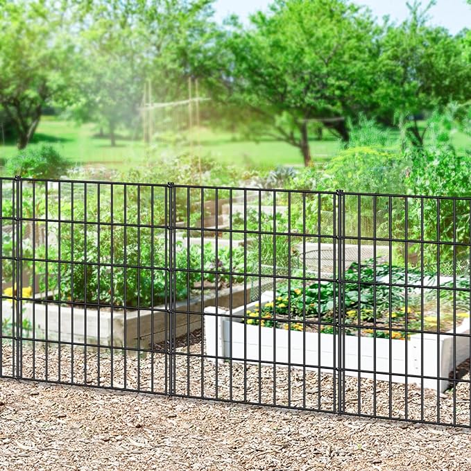 Metal Garden Fence 33.3in x 23.3ft, 10 Panels + 11 Stakes Dog Fence Border - Image 6